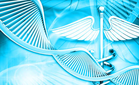 Digital illustration of a dna in colour backgroundの写真素材