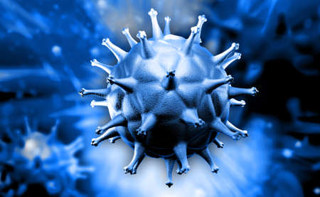 Digital illustration of HIV Cell in colour backgroundの写真素材