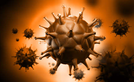 Digital illustration of HIV Cell and Blood Cellの写真素材