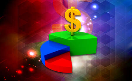 digital illustration of a dollar in colour backgroundの写真素材