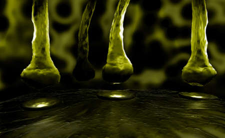 3d rendered chemical synapse in colour background