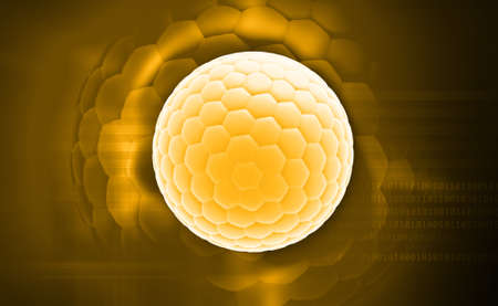 Digital illustration of sperm and egg in colour background