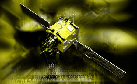digital illustration of satellite in colour backgroundの写真素材