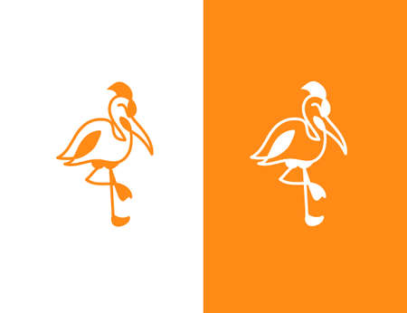stork logo line art monoline outline vector illustration graphics design..stork bird illustration logoのイラスト素材