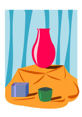 Vector Still Life, still life art digitally defined with vibrant color schemes. The vector is made especially for learning purpose. It is an abstract idea for defining the art of still life.のイラスト素材
