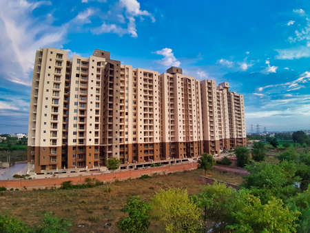 Jaipur,India-Circa 2020:Picture of Modern buildings in Jaipur shot on a cloudy day.