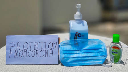 Jaipur,India- Circa 2020: Picture of sanitizers of various companies. Sanitizer sales have gone up during this corona virus pandemic.のeditorial素材