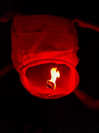 Picture of Sky Lantern shot at nightの写真素材