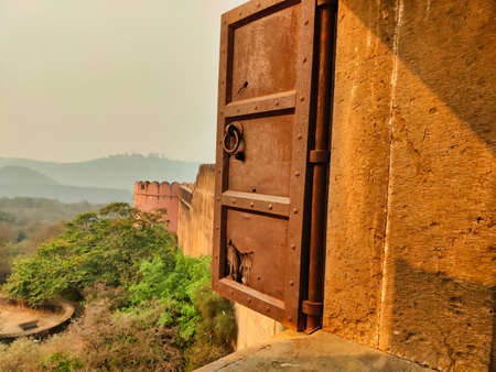 Jaipur, India Circa 2022:Picture of Jaigarh Fort of Pink City shot during daylight