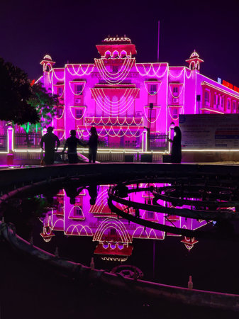 Jaipur, India Circa 2022:Nightscape view of pink city Jaipurのeditorial素材