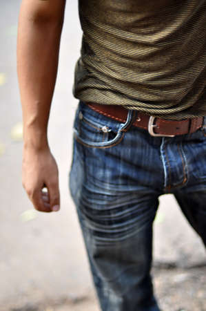 Young Urban male wearing jeans and tshirtの写真素材