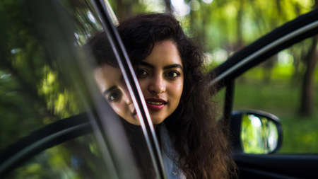 Adult hot and sexy woman with car