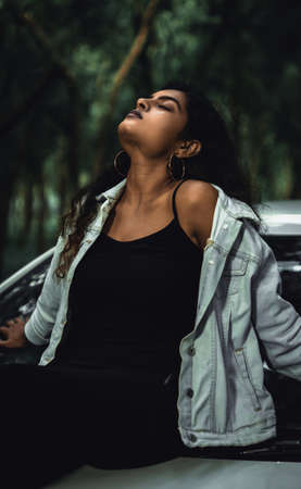 Adult young bold female model