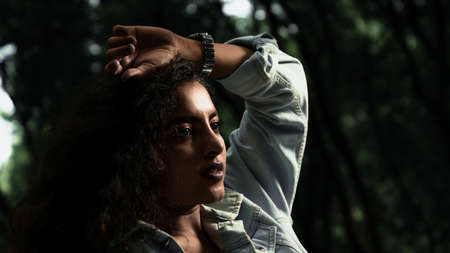Adult young bold female model