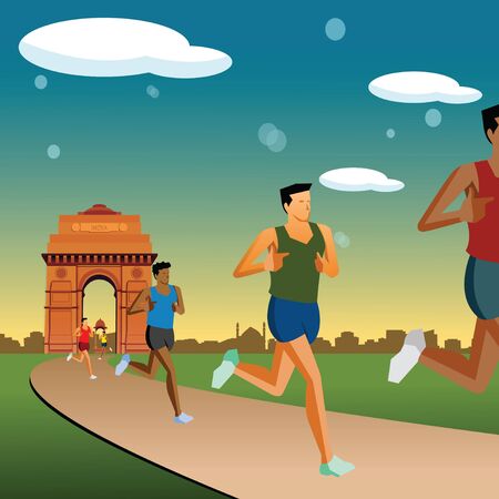 race in new delhi, india gate backgroundの写真素材