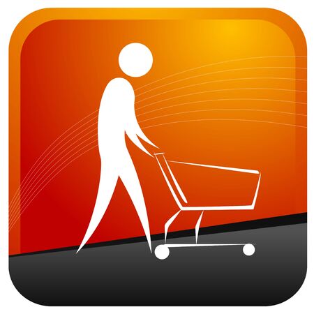 human pushing a wheel cartのイラスト素材