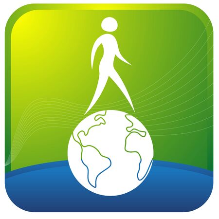 human walking on the globeのイラスト素材