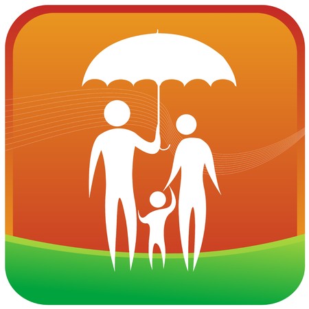 family standing under a umbrellaのイラスト素材