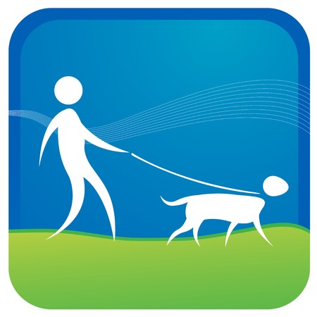 human taking adog for a walkのイラスト素材