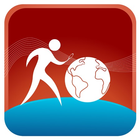 human using magnifying glass to search the globeのイラスト素材