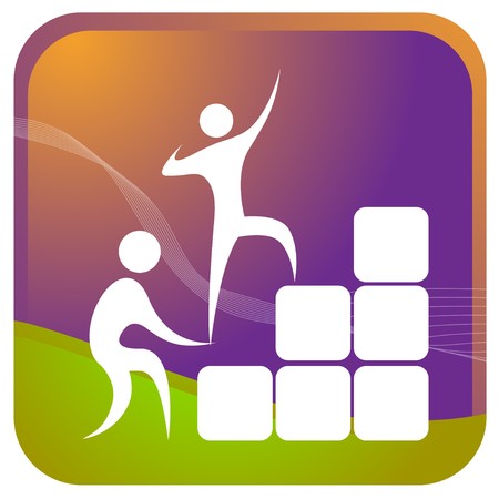 human helping each other to climb up the blocksのイラスト素材