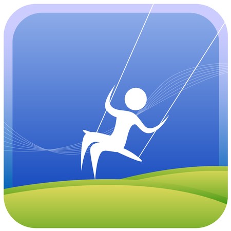 human having fun on a swingのイラスト素材