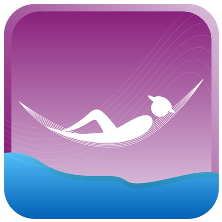 human lying on a hammock beach sideのイラスト素材