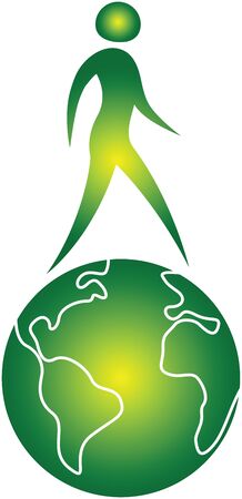 human walking on the globeの写真素材