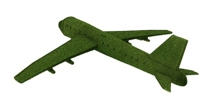 3d illustration of green airplane transportの写真素材