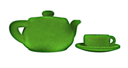 3d illustration of green organic tea drinkの写真素材