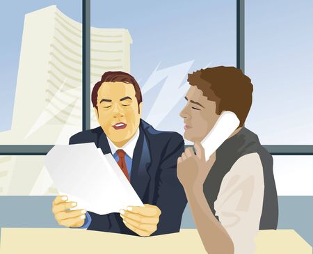 Stock exchange broker callingの写真素材