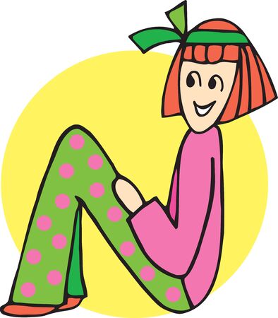 Side view of girl sitting forming Nの写真素材