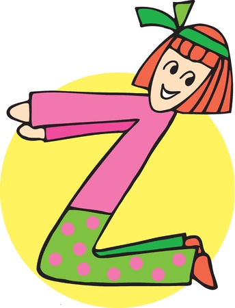 Side view of girl forming alphabet Zの写真素材