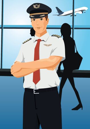 Front view of a pilot looking at camera  の写真素材