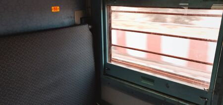 Outside view from window inside the Indian railways train.