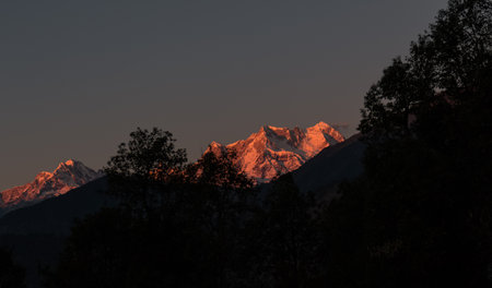 Scenic Landscape, Landscape view of Himalaya snow mountains in Chopta Valley of Uttarakhand, Indiaの写真素材