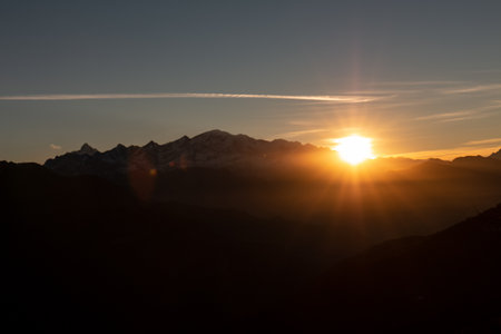 Scenic Landscape, Landscape view of Himalaya snow mountains in Chopta Valley of Uttarakhand, Indiaの写真素材