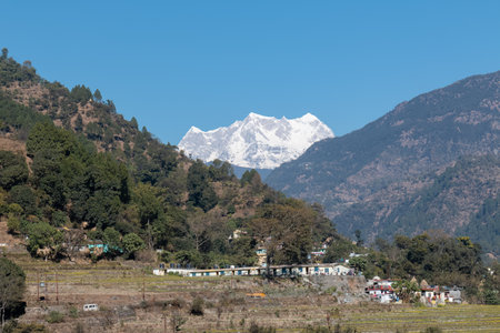 Scenic Landscape, Landscape view of Himalaya snow mountains in Chopta Valley of Uttarakhand, Indiaの写真素材