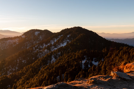 Scenic Landscape, Landscape view of Himalaya snow mountains in Chopta Valley of Uttarakhand, Indiaの写真素材