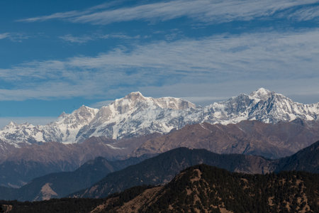 Scenic Landscape, Landscape view of Himalaya snow mountains in Chopta Valley of Uttarakhand, Indiaの写真素材