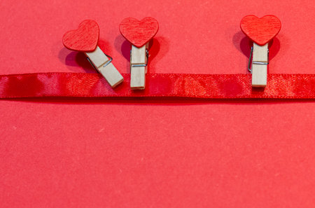 Valentines Day background. Red hearts Love And valentines Day Concept on an isolated colorful Background With Spaceの写真素材