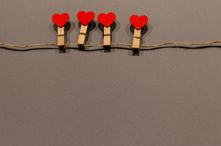 Valentines Day background. Red hearts Love And valentines Day Concept on an isolated colorful Background With Spaceの写真素材
