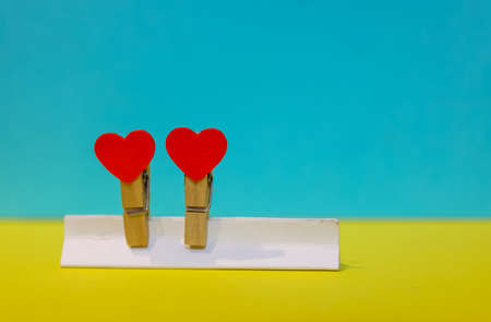 Valentines Day background. Red hearts Love And valentines Day Concept on an isolated colorful Background With Space.の写真素材