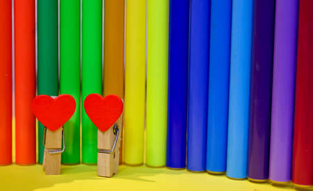 Valentines Day background. Red hearts Love And valentines Day Concept on an isolated colorful...