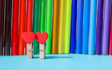Valentines Day background. Red hearts Love And valentines Day Concept on an isolated colorful...