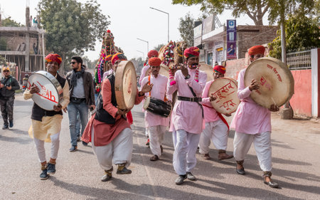 Bikaner, Rajasthan, India - January 2019 : Portrait of artists from rajasthan participating in Bikaner camel festival.のeditorial素材