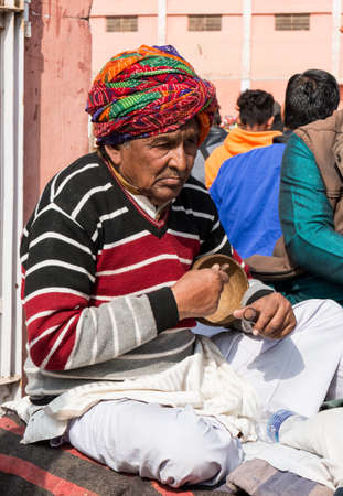 Bikaner, Rajasthan, India - January 2019 : Portrait of artists from rajasthan participating in Bikaner camel festival.のeditorial素材