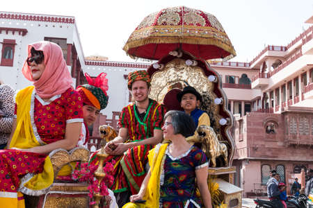 Bikaner, Rajasthan, India - January 2019 : Portrait of artists from rajasthan participating in Bikaner camel festival.のeditorial素材