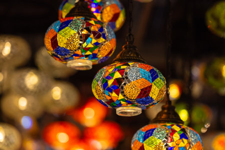 Colorful glass lanterns in Grand Bazaar, Istanbul, Turkey
