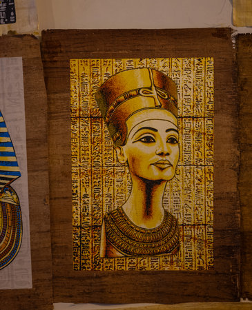 Egyptian hieroglyphs on the wall of the Egyptian Museumの写真素材